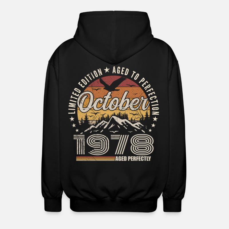 October 1978 Birthday Gift - October 1978 - Unisex Hooded Jacket - black