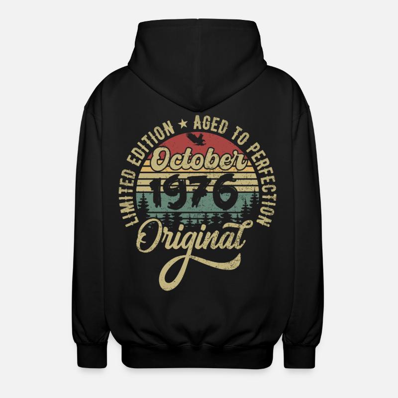 Octobre 1976 Anniversaire Octobre 1976 Octobre - Veste à capuche unisexe - noir