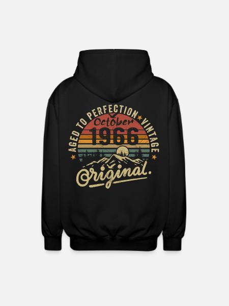 1966 Geboren in oktober 1966 Geboren in oktober 1966 - Uniseks zip hoodie - zwart