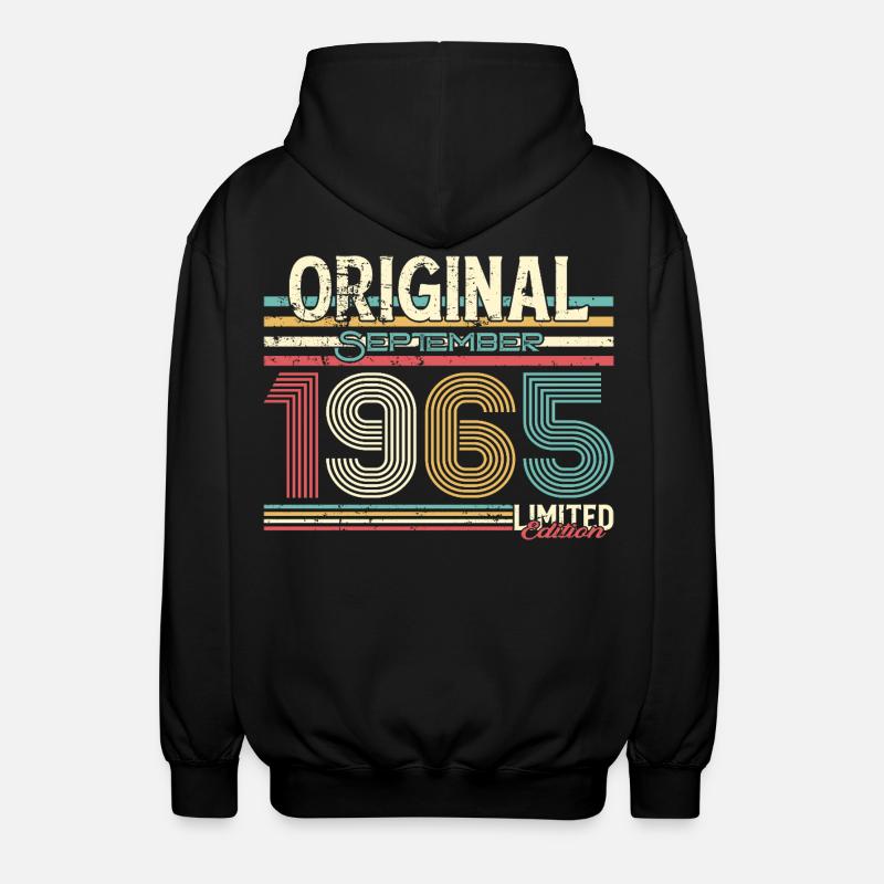 Design rétro de septembre 1965 - Veste à capuche unisexe - noir