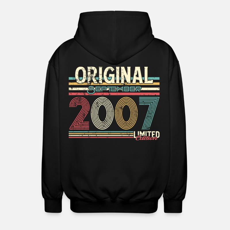 Retro September 2007 Design - Unisex Hooded Jacket - black