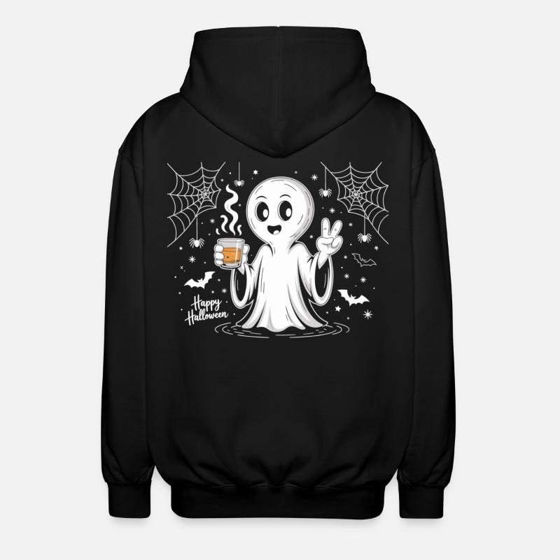 Schauriger Geist mit Halloween-Logo - Unisex Kapuzenjacke - Schwarz