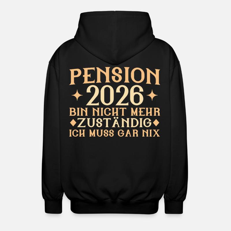 Pension 2026 - Plus responsable - Retraité - Veste à capuche unisexe - noir