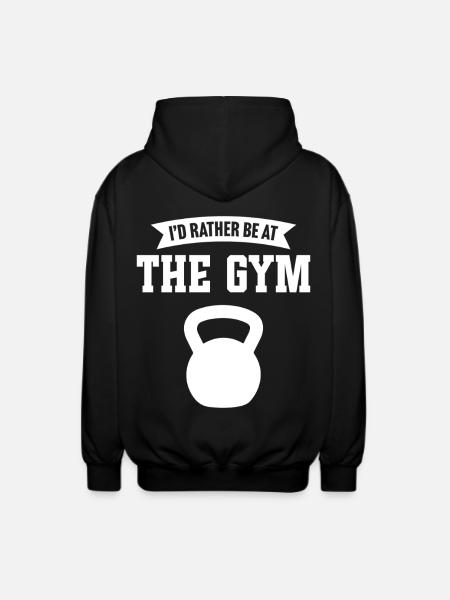 I'd rather be at the gym - Unisex Hooded Jacket - black