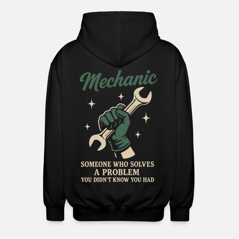 Mechanic Problem Solver Garage Funny Saying - Unisex Hooded Jacket - black