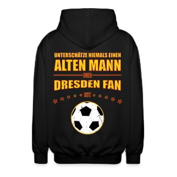 Alter Mann - Dresden Fußball Fan | Retro Vintage - Unisex Kapuzenjacke - Schwarz - Hinten - AI Model Male 185 light (185cm)
