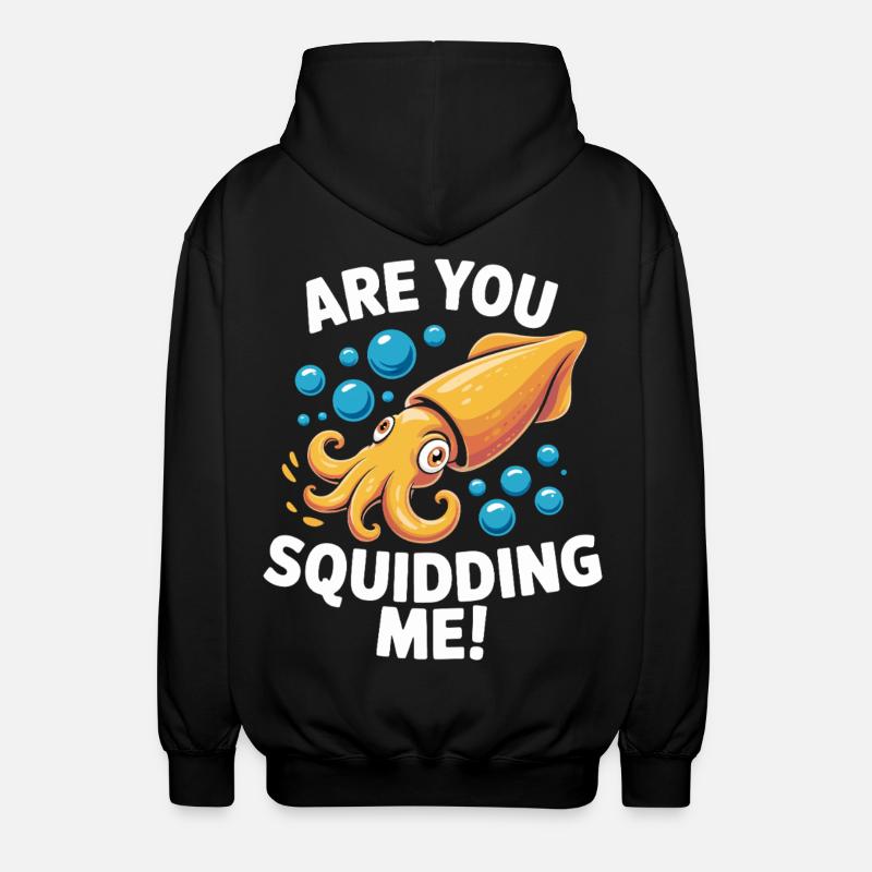 Verspieltes Meeresdesign mit Oktopus - Unisex Kapuzenjacke - Schwarz