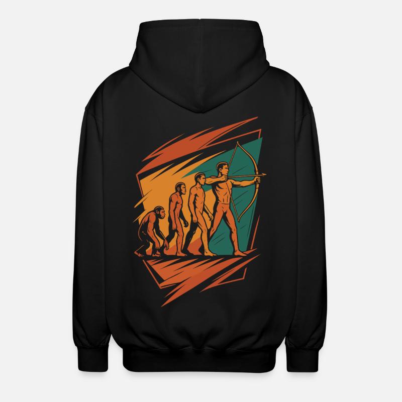 Evolution of Archery Archer Bow Target - Unisex Hooded Jacket - black