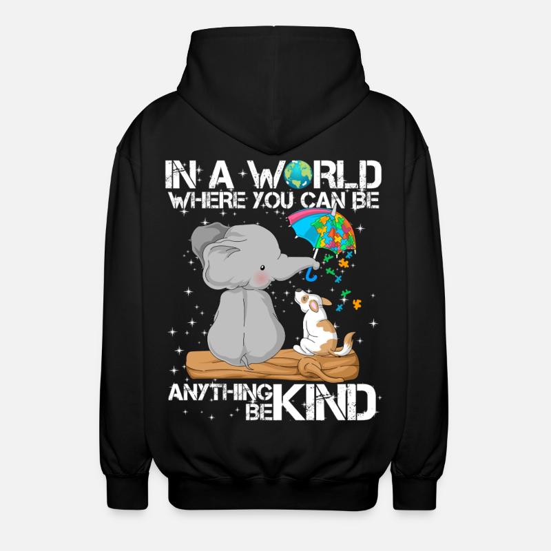 Sensibilisation à l’autisme Chien éléphant - Veste à capuche unisexe - noir