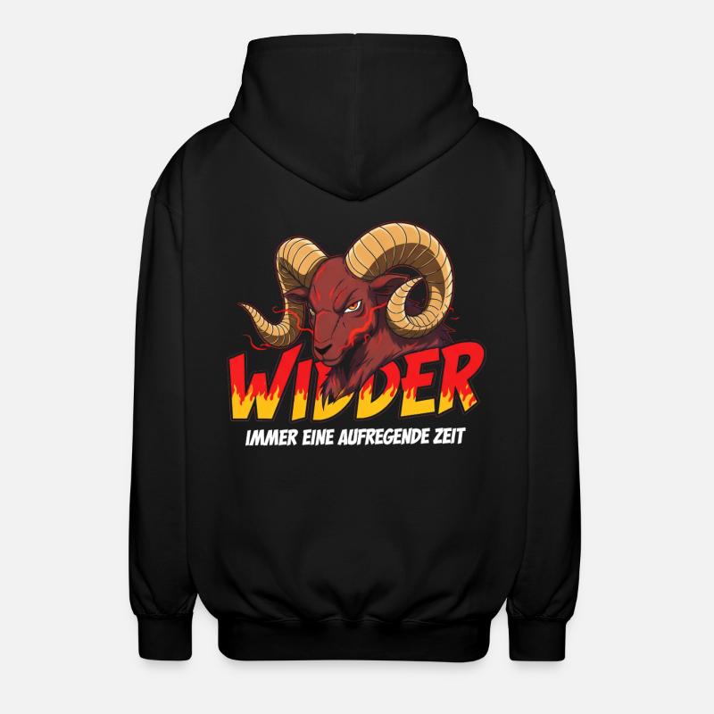 Bélier avec texte de flamme - Veste à capuche unisexe - noir