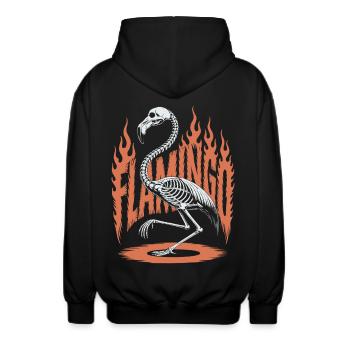 Flamingo Flammen Skelett Halloween - Unisex Kapuzenjacke - Schwarz - Hinten - AI Model Male 185 light (185cm)