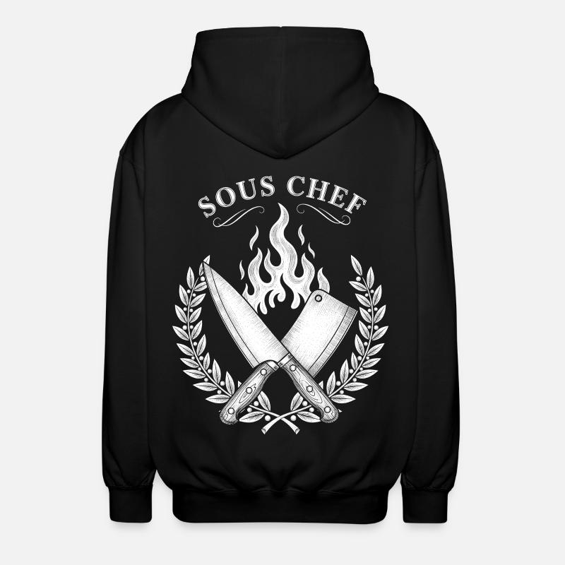 Sous Chef Flames Cooking Design - Unisex Hooded Jacket - black