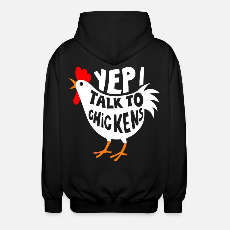 Ja, ich spreche mit Hühnern - Unisex Kapuzenjacke - Schwarz