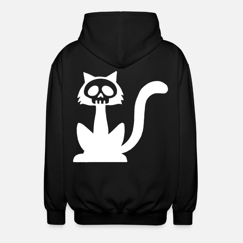 Weißer Katzenschädel - Unisex Kapuzenjacke - Schwarz