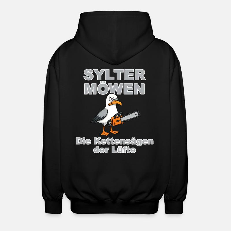 Sild Seagulls Grey:Design af Dekoinsel Sild - Unisex hættejakke. - sort