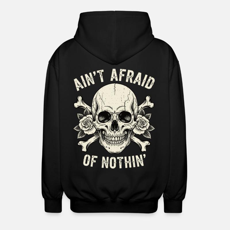 Skull with roses and slogans - Unisex Hooded Jacket - black