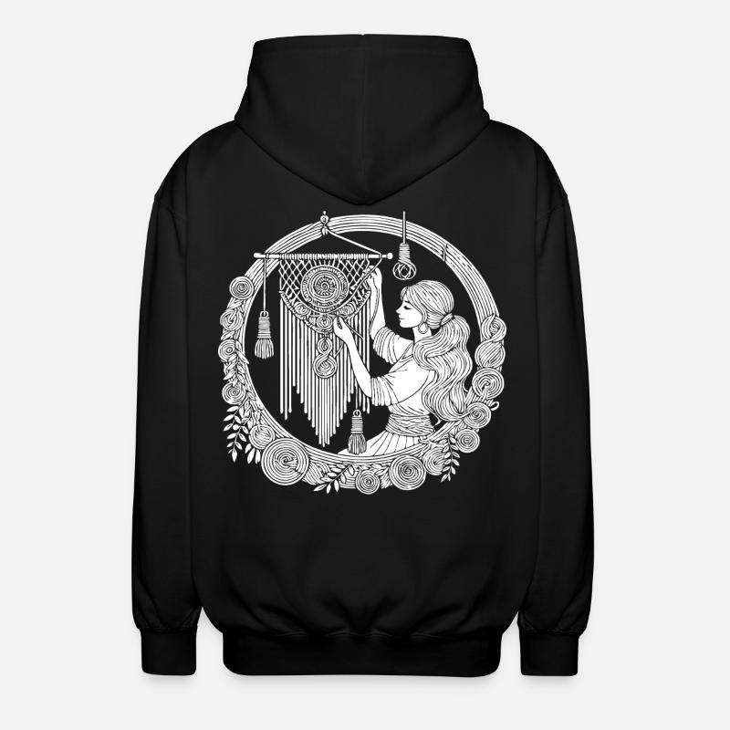 Makramee Design – Kreativität & Boho Style - Unisex Kapuzenjacke - Schwarz