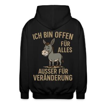 Humorvolle Esel-Motivationsbotschaft - Unisex Kapuzenjacke - Schwarz - Hinten - AI Model Male 185 light (185cm)