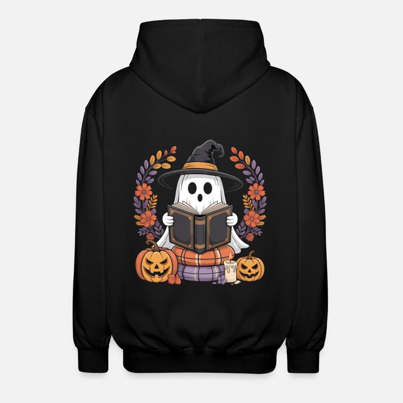 Witch Pumpkin Ghost Reader Design - Unisex Hooded Jacket - black