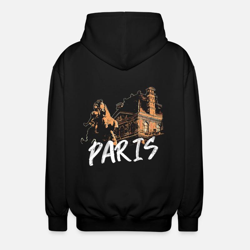 Paris architecture and statue - Unisex Hooded Jacket - black