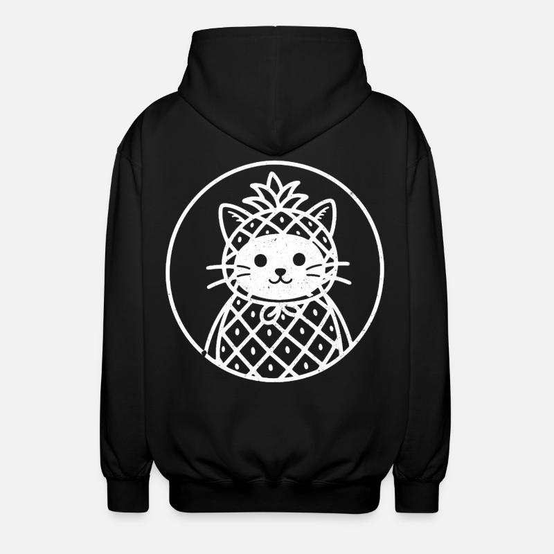 Cat Pineapple Style Illustration - Unisex Hooded Jacket - black