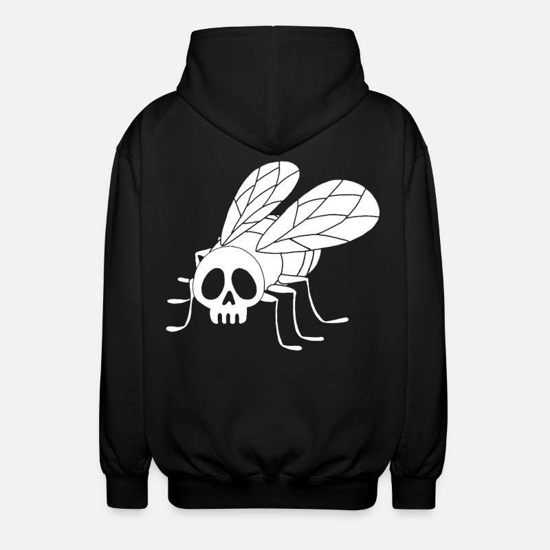 Fly Skull (White) - Unisex Hooded Jacket - black