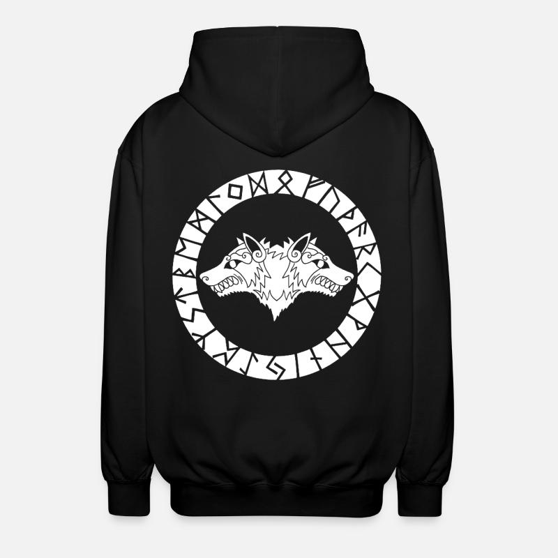 Wikingerwolf mit zwei Köpfen - Unisex Kapuzenjacke - Schwarz