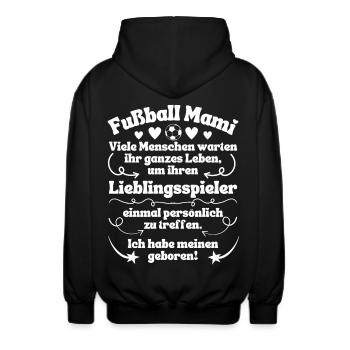 Fußball Mami Lieblingsspieler geboren - Unisex Kapuzenjacke - Schwarz - Hinten - AI Model Male 185 light (185cm)