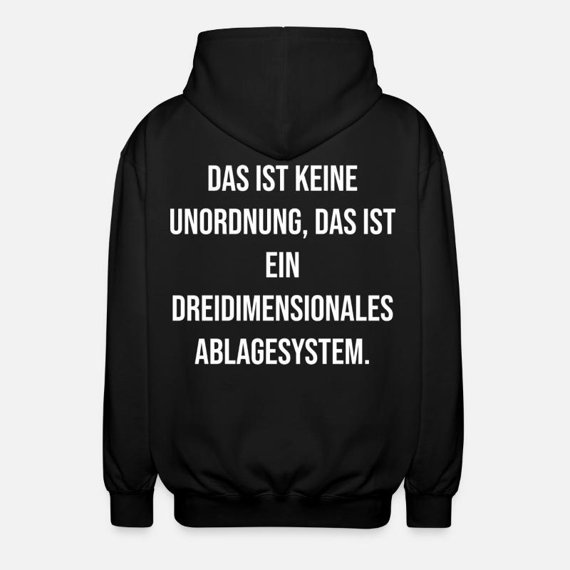 Three-dimensional filing system Spruch - Unisex Hooded Jacket - black
