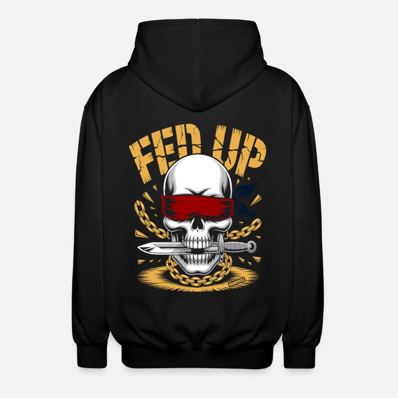 Blind skull with chain, muzzle full - Unisex Hooded Jacket - black