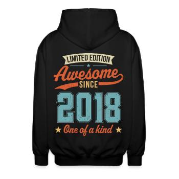 Awesome Since 2018 - Unisex Hooded Jacket - black - Back - AI Model Male 185 light (185cm)