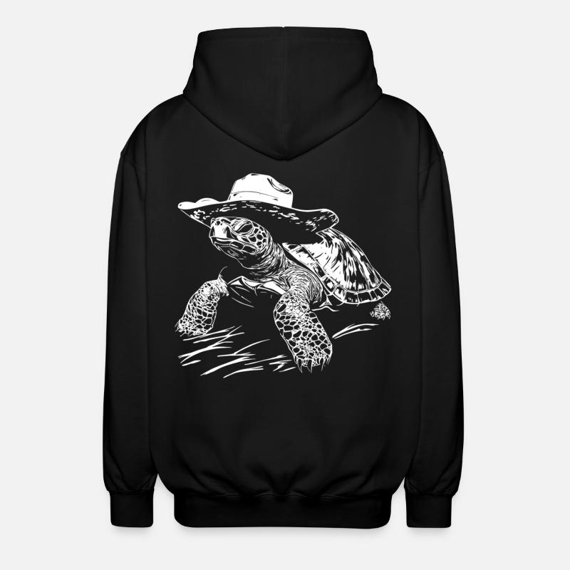 Turtle Cowboy Hat Western - Unisex Hooded Jacket - black