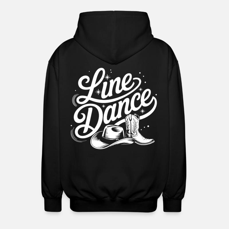 Line Dance Boots Illustration - Unisex Hooded Jacket - black