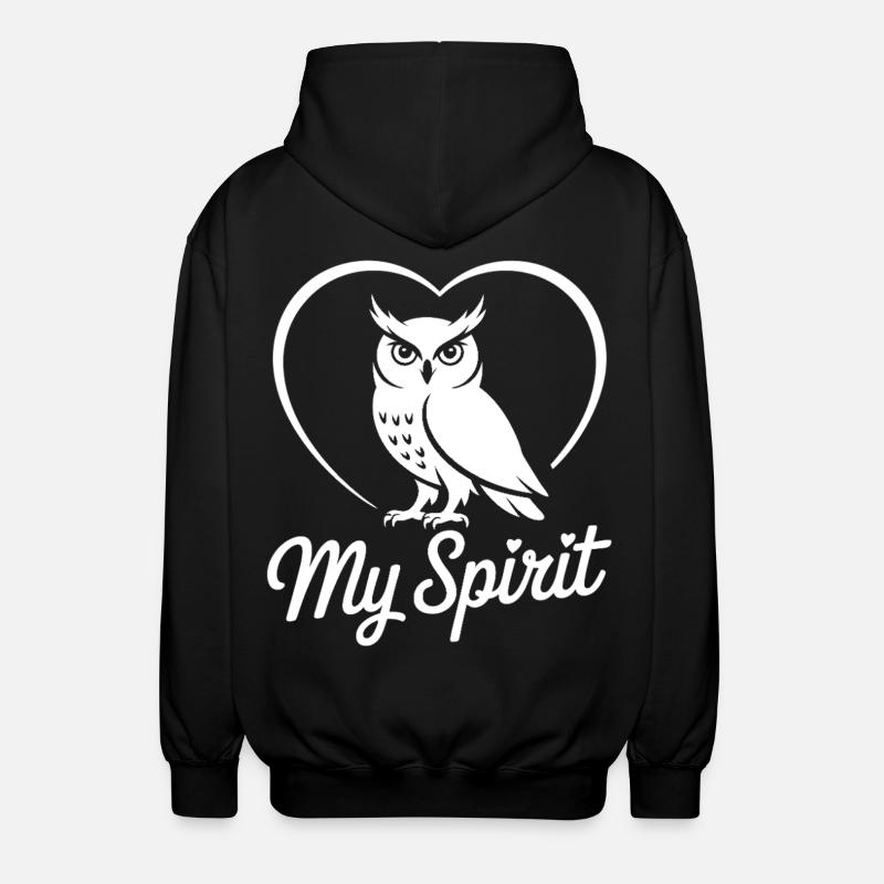 Eule mit Herz - Unisex Kapuzenjacke - Schwarz