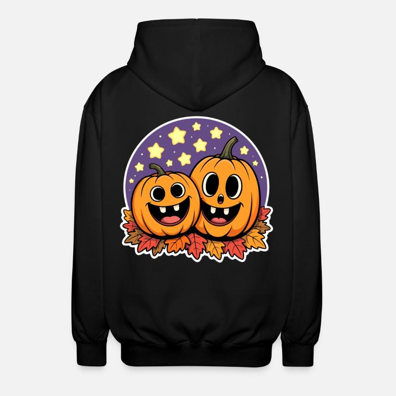 Deux citrouilles heureuses d’automne - Veste à capuche unisexe - noir