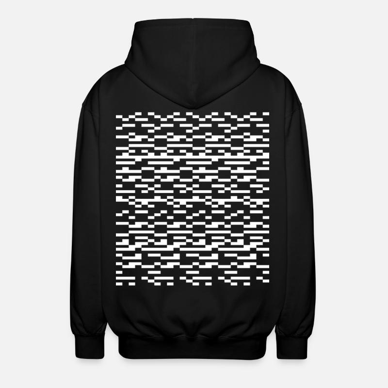 Glitch Grid Monochrome Pattern - Unisex Hooded Jacket - black