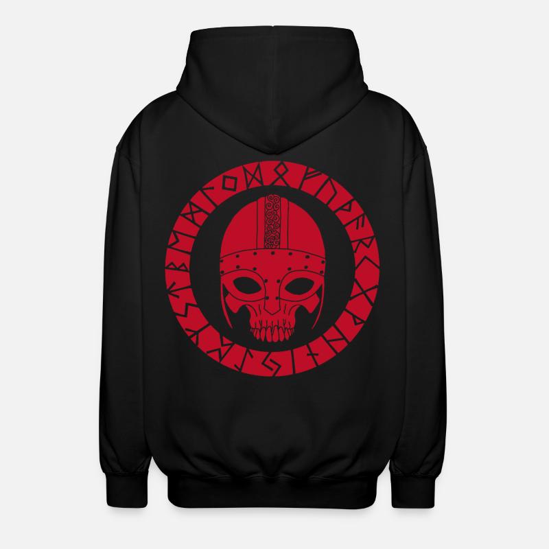 Red Skull und Wikinger Runen - Unisex Kapuzenjacke - Schwarz