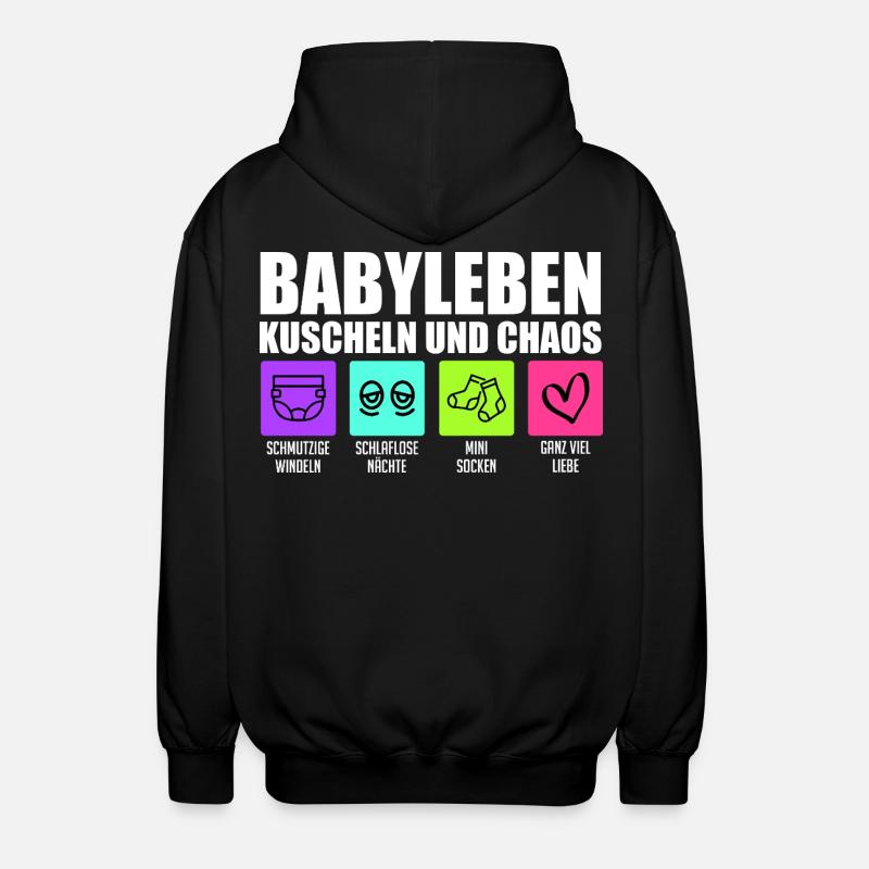 Werdende Mutter BABYLEBEN KUSCHELN UND CHAOS - Unisex Kapuzenjacke - Schwarz