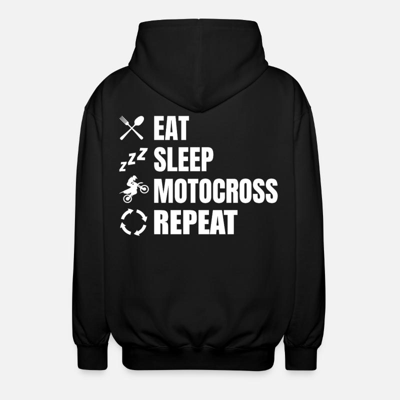 Manger, dormir, motocross, répéter - Veste à capuche unisexe - noir