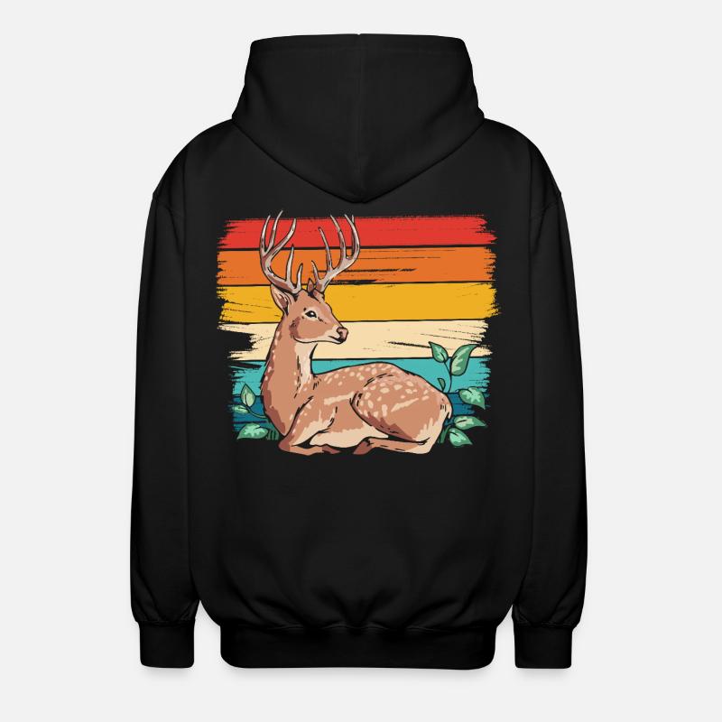 Cerf dans un style rétro - Veste à capuche unisexe - noir