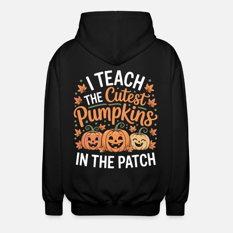 Citrouilles sucrées en automne enseignant - Veste à capuche unisexe - noir