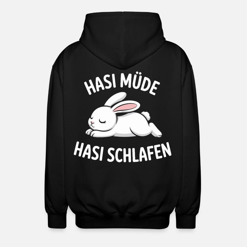 Bunny Tired Bunny Sleeping - Unisex Hooded Jacket - black