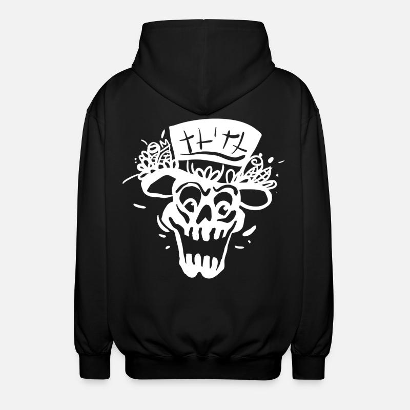 Skeleton with Cylinder Line Style - Unisex Hooded Jacket - black
