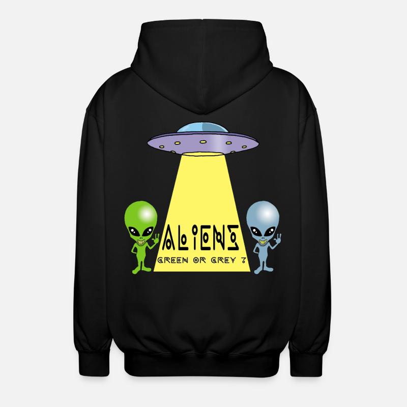 Green or grey alien? - Unisex Hooded Jacket - black