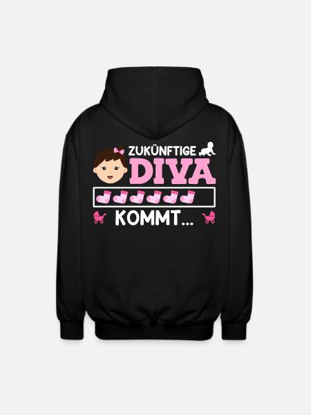 Bientôt Maman FUTURE DIVA ARRIVE Drôle - Veste à capuche unisexe - noir