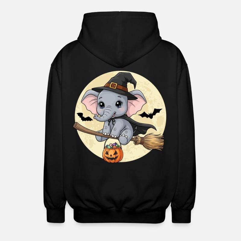 Cute Elephant Witch Halloween - Unisex Hooded Jacket - black
