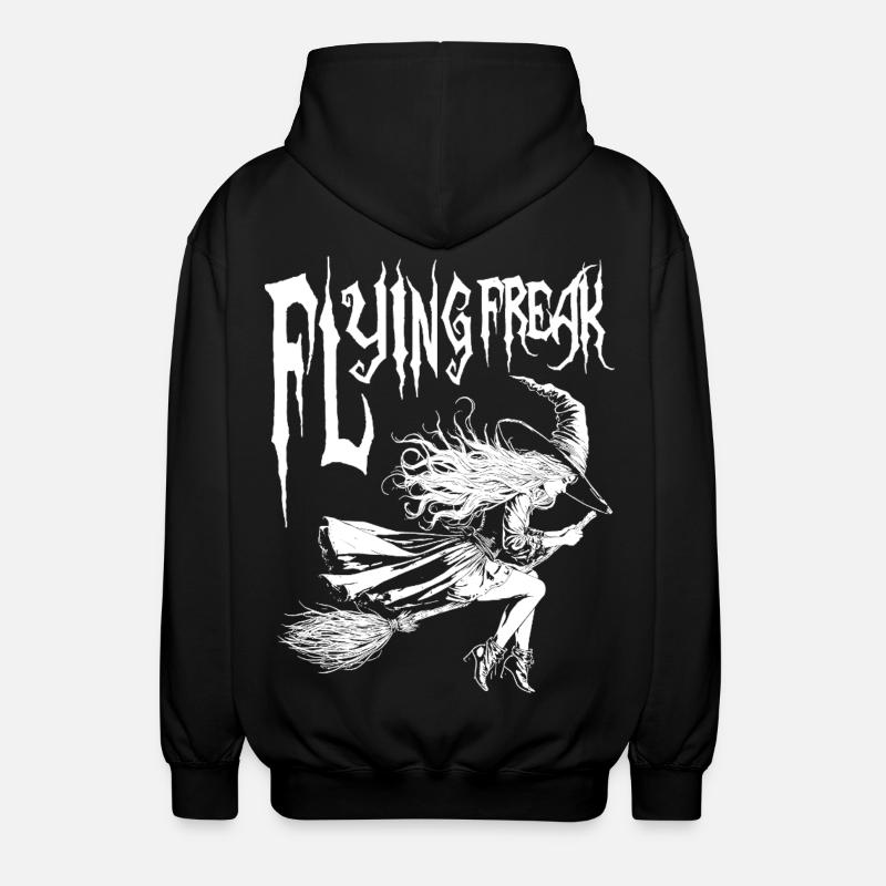 Flying Freak Hexe Weißes Design - Unisex Kapuzenjacke - Schwarz