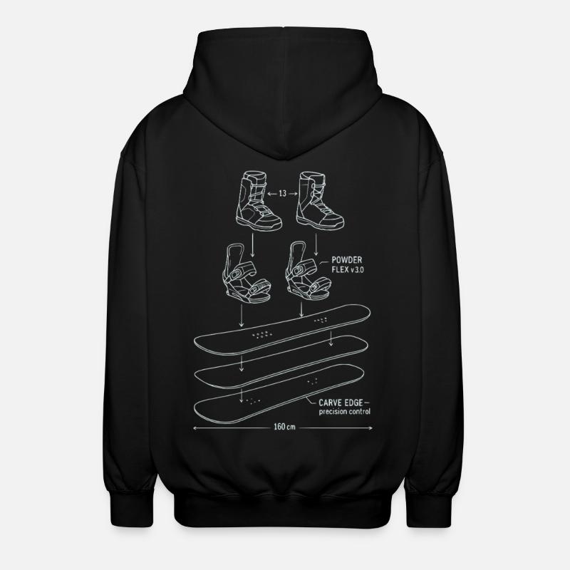 Snowboard Blueprint Technik Design - Unisex Kapuzenjacke - Schwarz
