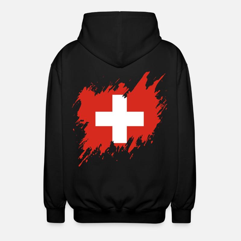 Drapeau de la Suisse, style déchiré - Veste à capuche unisexe - noir