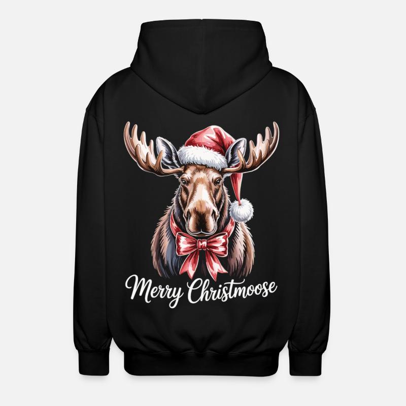 Weihnachtlicher Elch – Merry Christmoose - Unisex Kapuzenjacke - Schwarz